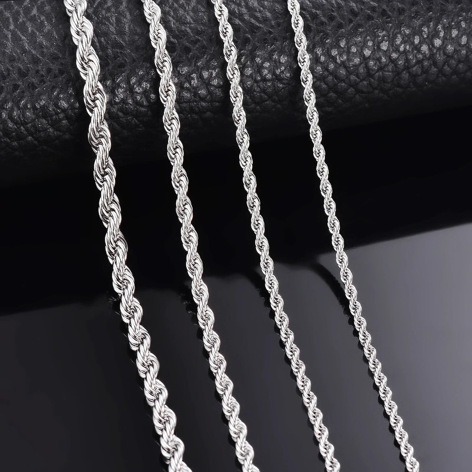 1 Pcs 925 Sterling Silver Width 2/3/4MM Rope Chain Necklace/Bracelet For Men Women Men Fashion Chain Necklace Vera Lux