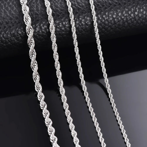 1 Pcs 925 Sterling Silver Width 2/3/4MM Rope Chain Necklace/Bracelet For Men Women Men Fashion Chain Necklace Vera Lux