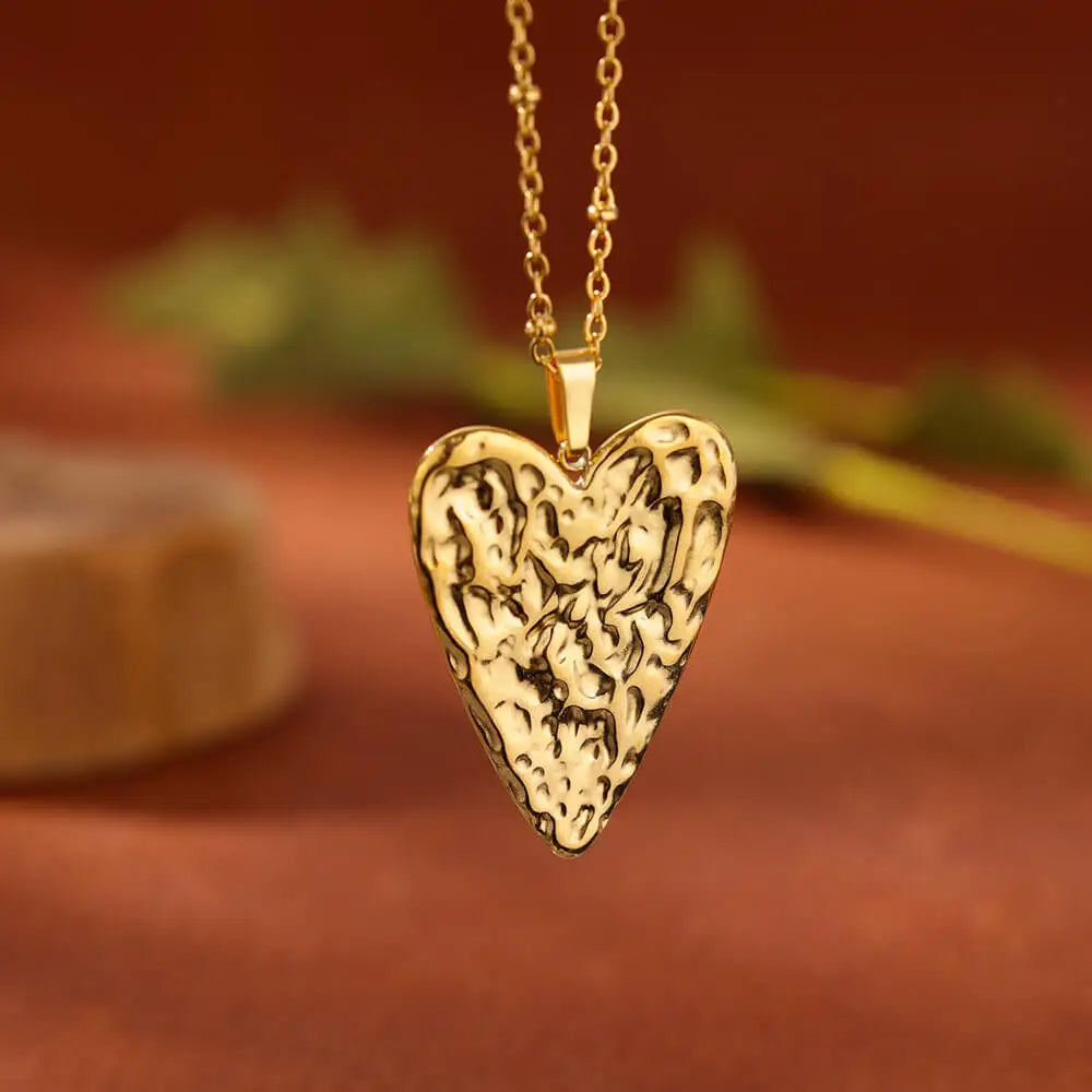Trendy Heart Pendant Stainless Steel Pleated Necklaces For Women Trendy Gold Color Aesthetic Pendant Necklace Jewelry Accessory Vera Lux