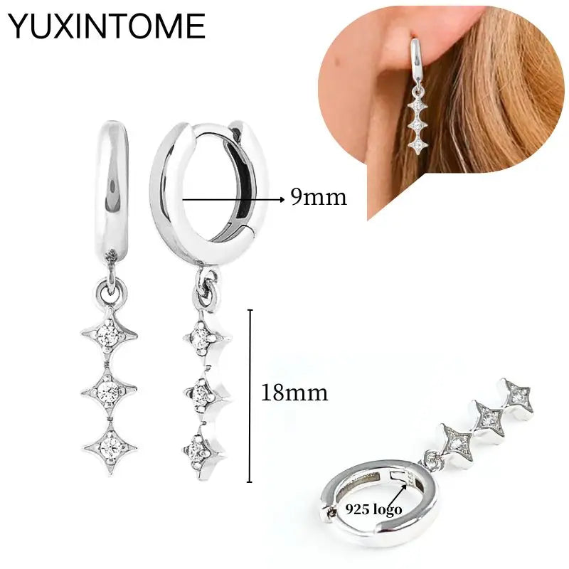 925 Sterling Silver Ear Needle Fashion Hoop Earrings White Crystal Luxury Women's Silver Earrings Wedding Women's Jewelry Gift Vera Lux