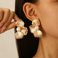Exaggerated Ginkgo Leaf Stud Earrings for Women Trendy Unique Minimalist Alloy Design Earring Fashion Jewelry Vera Lux