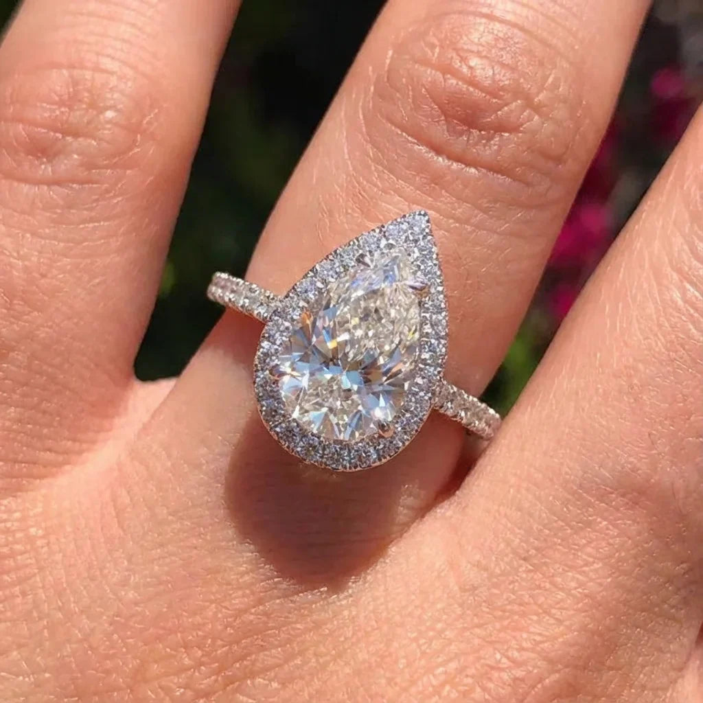 925 Sterling Silver 1CT Simple Sparkling Pear Shape Zircon Ring For Women Engagement Wedding Luxury High Quality Fine Jewelry Vera Lux
