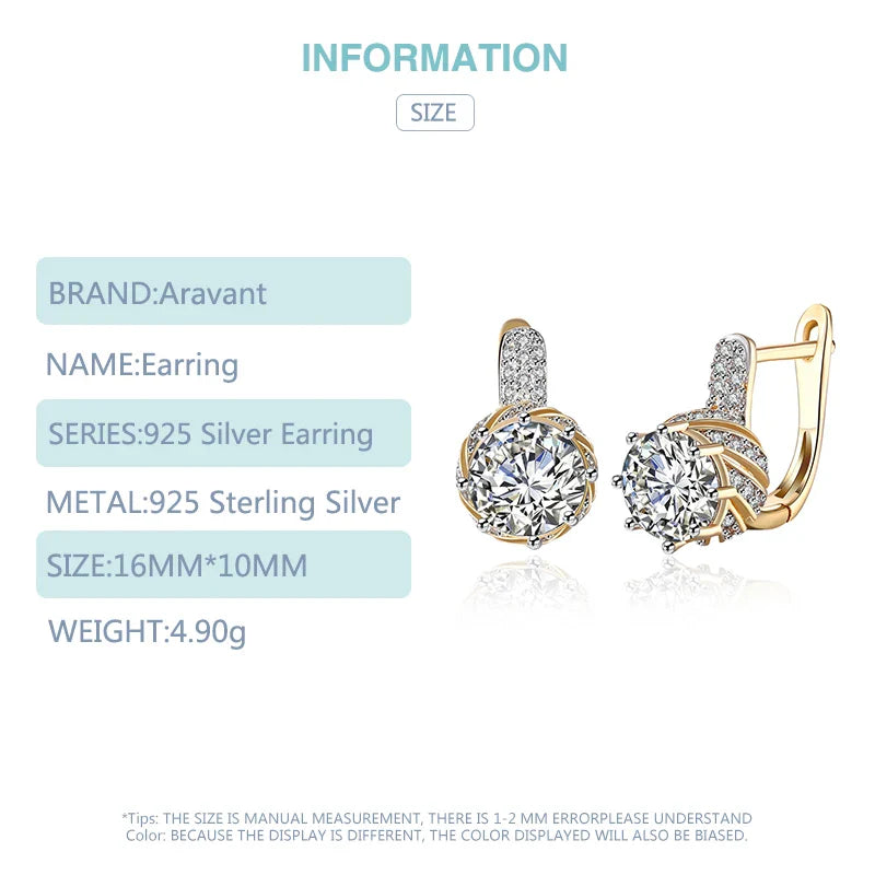 Aravant 925 Silver 18K Gold Drop Earrings For Women Fashion Party Jewelry Gifts Vera Lux