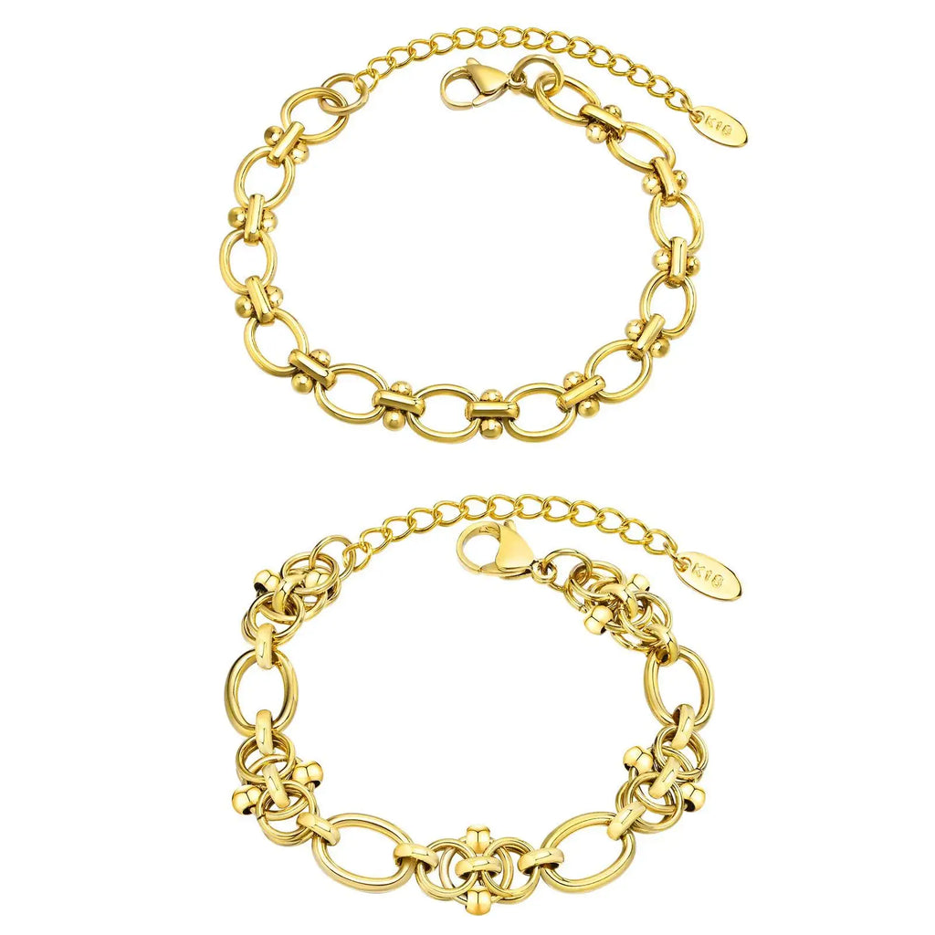 Statement Stainless Steel Chain Bracelet for Women, Vintage 18k Gold Plated Elegant Jewerlry Vera Lux