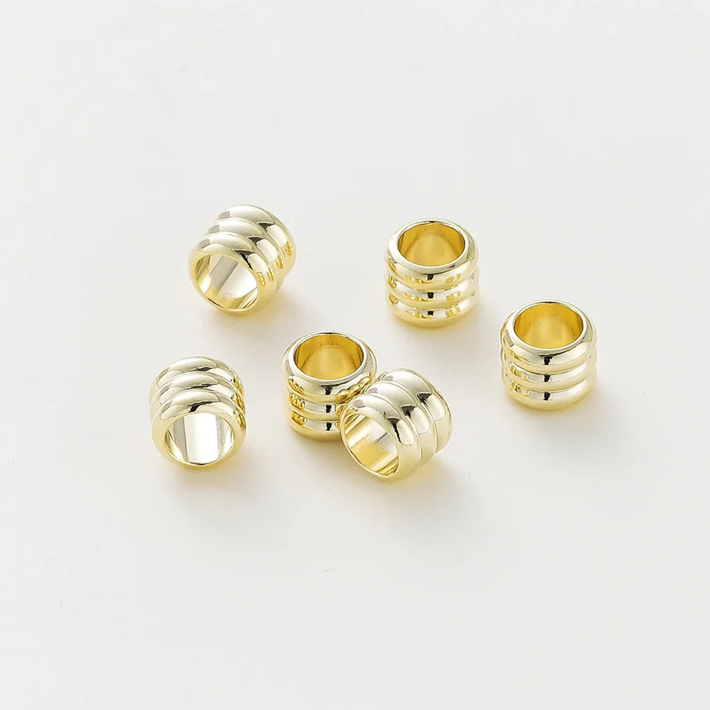 20 30 50pcs/lot 14K 18K Gold Plated Cylinder Charm Metal Beads Loose Spacer Beads For Bracelet DIY Jewelry Making Accessories Vera Lux