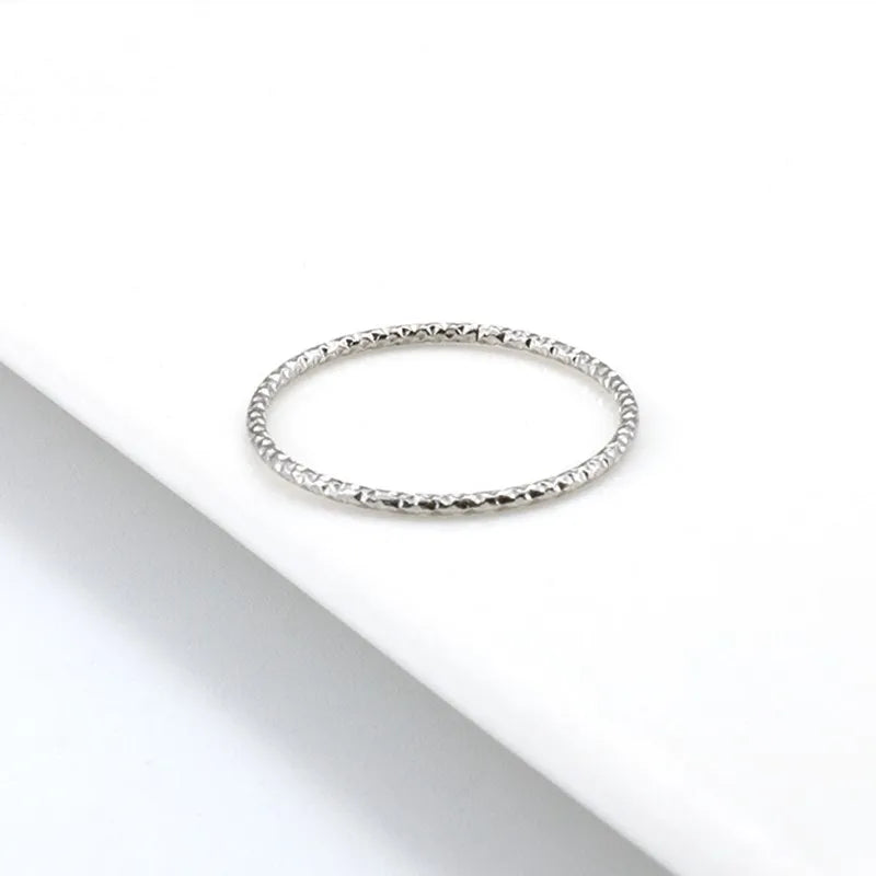 1mm Thin Stackable Ring Stainless Steel Faceted Ring for Women Girl Size 4-10 Vera Lux