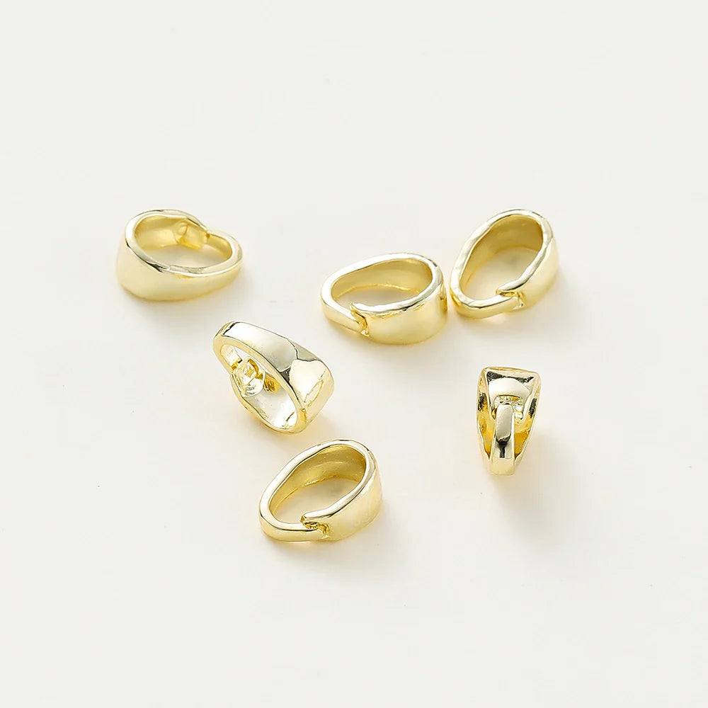 20pcs/lot 14K 18K Gold Color Pendant Pinch Bail Clips Melon Seeds Charm Clasps Connector Bulk For DIY Nacklace Making Findings Vera Lux