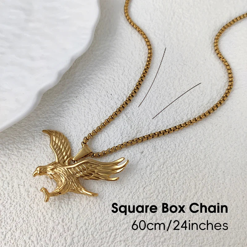 18K Gold Plated Stainless Steel Eagle Pendant, Eye catching, Must - have for Hip Hop Lovers, Suits Nightclubs & Casual Outfits Vera Lux