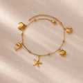 Summer Beach Stainless Steel Gold Color Chain Anklet For Women Starfish Shell Dolphin Fish Charm Ankle Bracelet Jewelry Gift Vera Lux