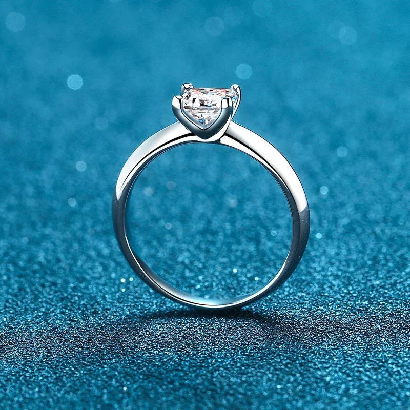 NeeTim 2ct VVS1 Princess Cut Moissanite Diamond Ring for Women S925 Sterling Silver Eternity Band Wedding Party Fine Jewelry Vera Lux