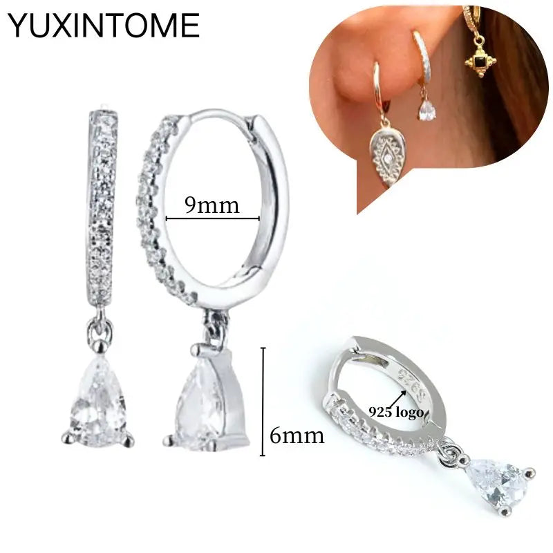 925 Sterling Silver Ear Needle Fashion Hoop Earrings White Crystal Luxury Women's Silver Earrings Wedding Women's Jewelry Gift Vera Lux