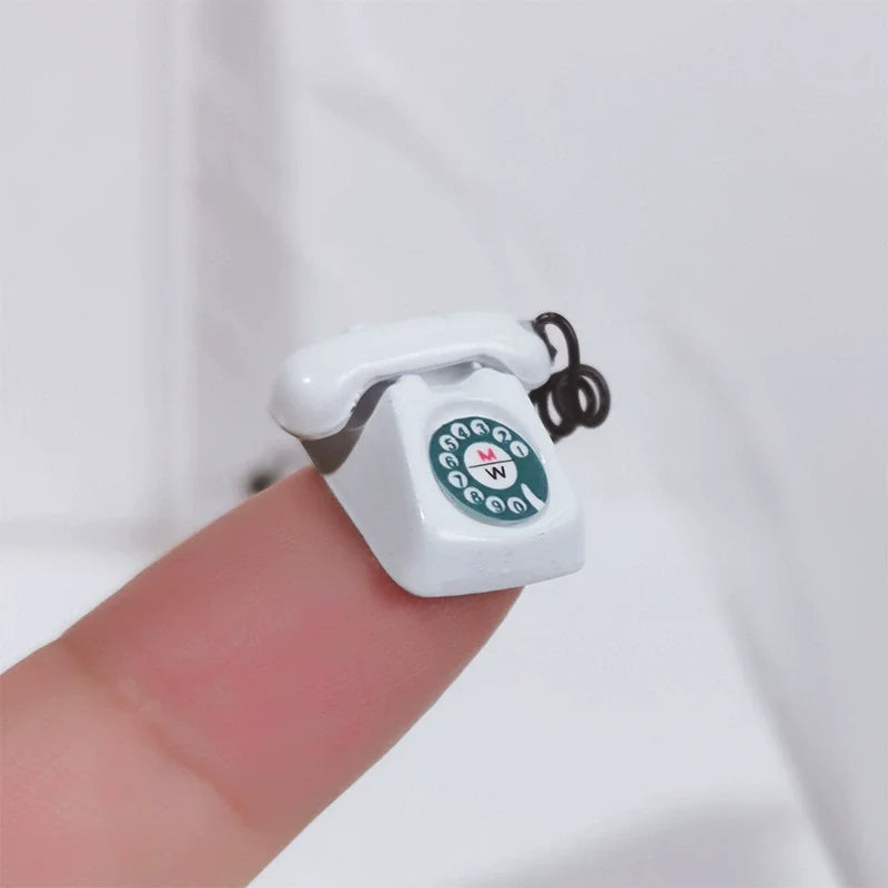 1:12 Home Decor Figurines Alloy Vintage Rotary Telephone Mini Retro Phone Model Miniature Phone Dollhouse Baby House Accessories Perfecsy