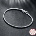 Handmade Original Fine Jewelry 925 Sterling Silver Charm Bracelet Soft Smooth Snake Bone Bracelets for Women Vera Lux