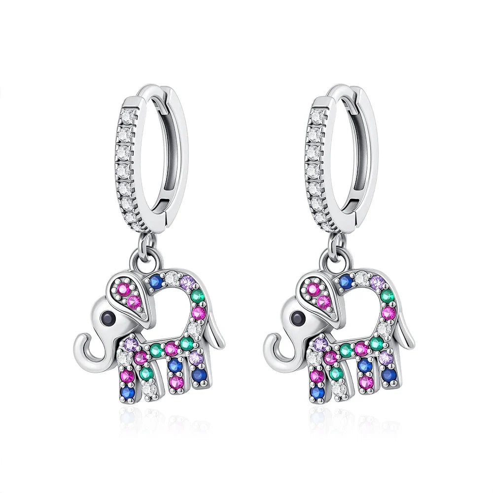 2026 New 925 Silver Elephant Cherry Blossom Butterfly Heart Earrings, a delicate choice for women's fashion jewelry Vera Lux