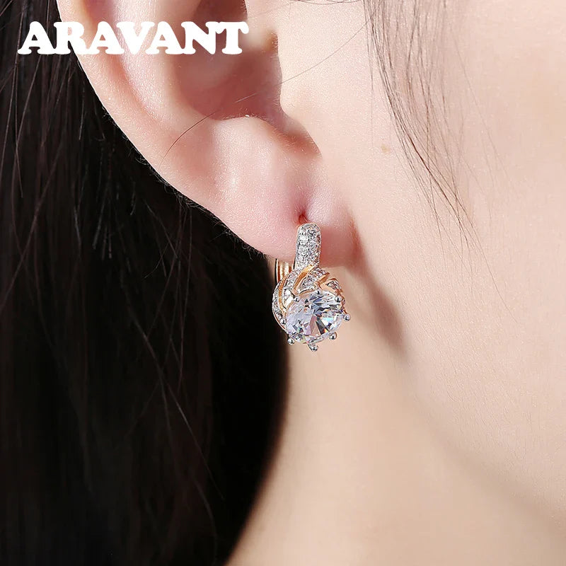 Aravant 925 Silver 18K Gold Drop Earrings For Women Fashion Party Jewelry Gifts Vera Lux
