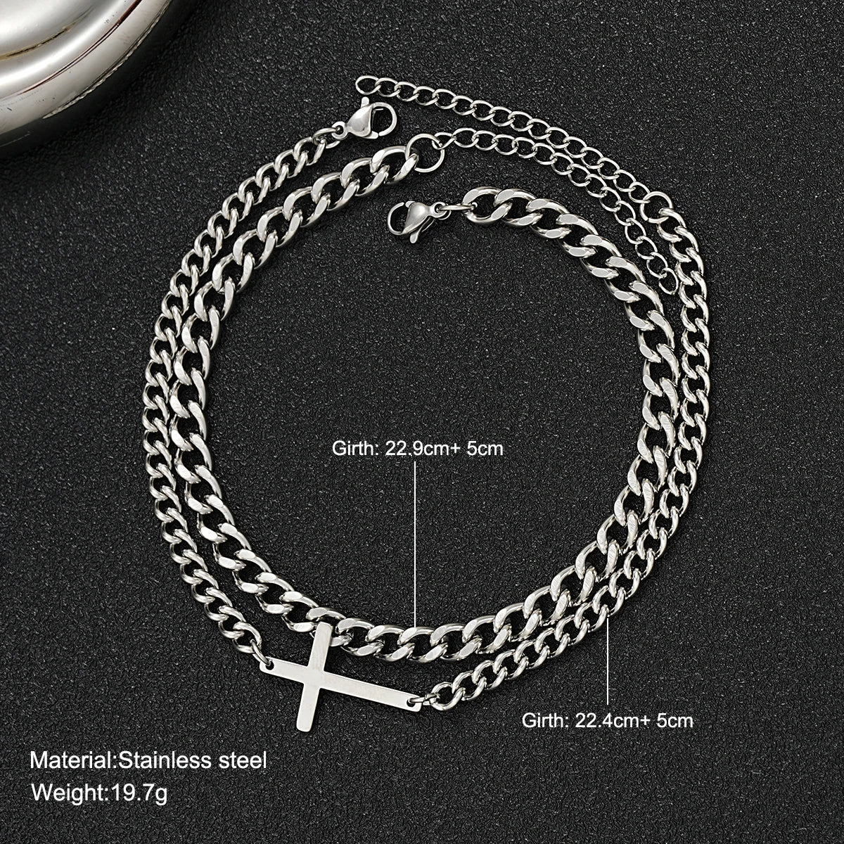 2024 New Stainless Steel Cross Cuban Chain Bracelet Set for Men Hip Hop Punk Snake Chain Bracelets Fashion Unisex Jewelry Gifts Vera Lux