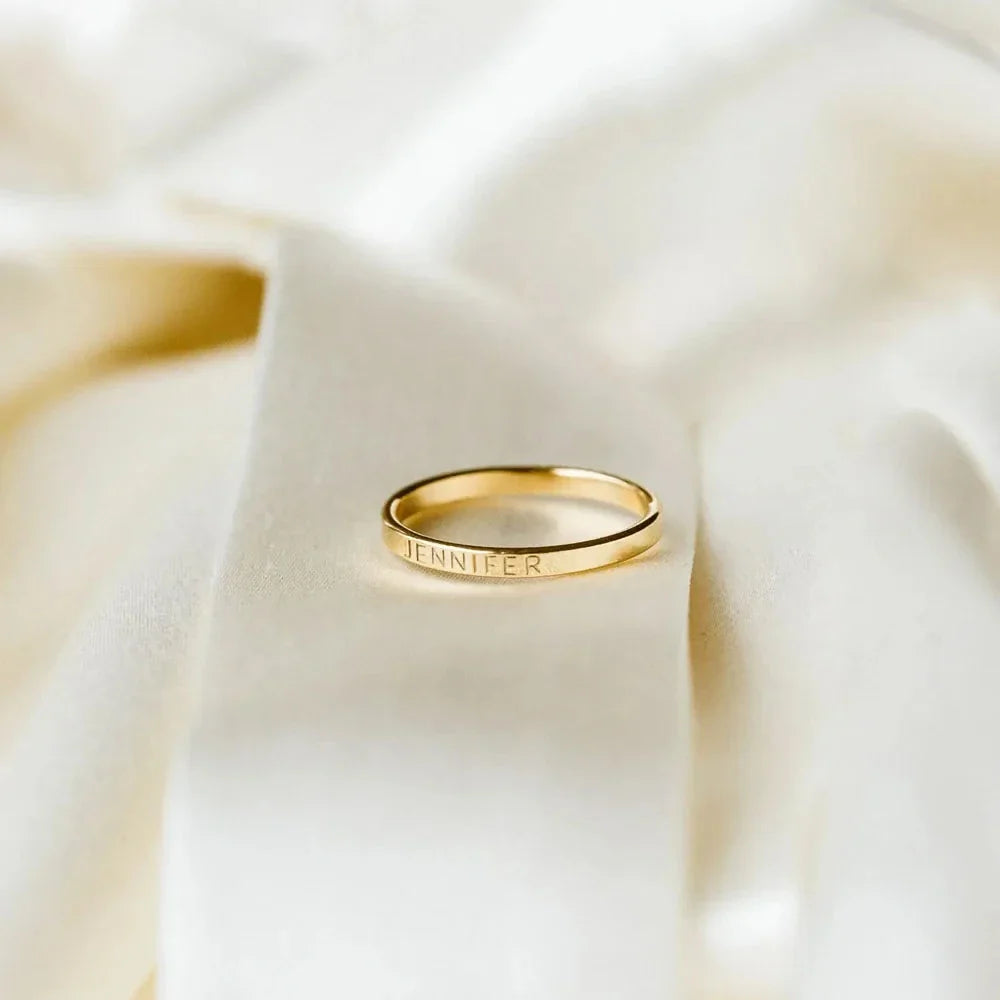 COOLTIME Personalized Custom Ring For Women Men Stainless Steel Gold Color Engrave Name Rings For Lover Jewelry Family Gifts Vera Lux