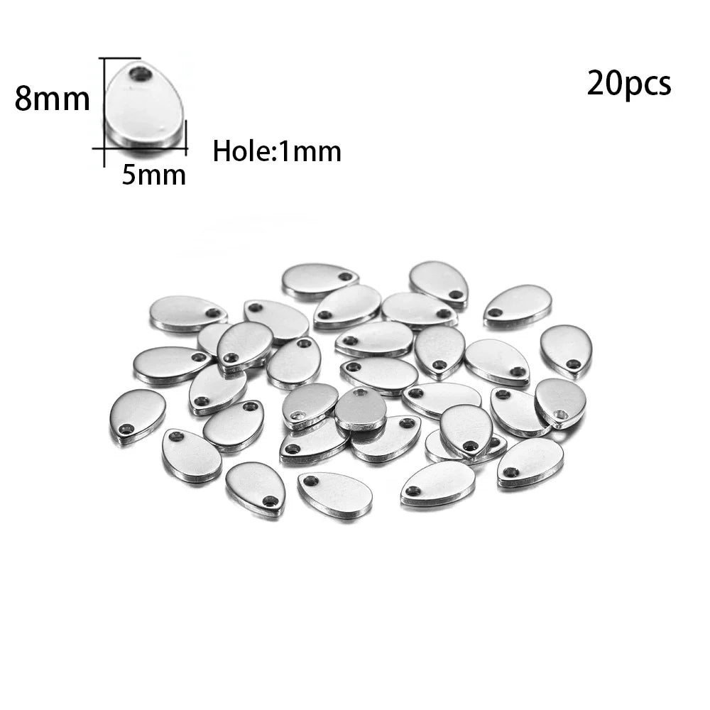 10-50Pcs Gold Stainless Steel Customized Dog Tag Heart-Shaped Oval Blanks Charm Pendant Charms For DIY Jewelry Making Supplies Vera Lux