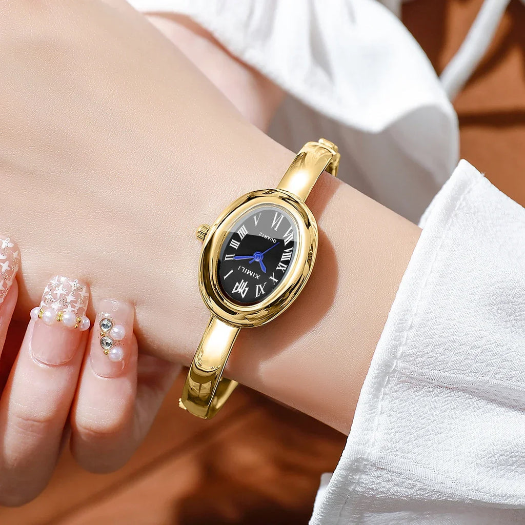 Elegant Oval Dial Women Watches Fashion Bracelet Strap Ladies Quartz Wristwatch Reloj Mujer Girls Clock Gift Vera Lux