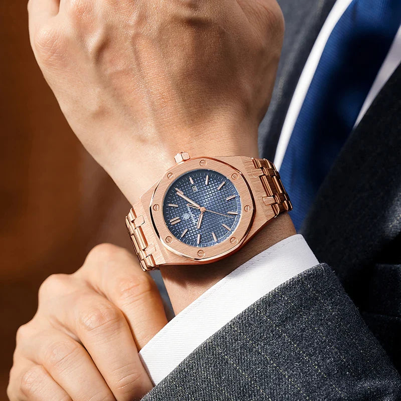 PAAZOMU Luxury Business Man Wristwatch Waterproof Luminous Date Men Watch Stainless Steel Fashion Quartz Watches For Men Reloj Vera Lux