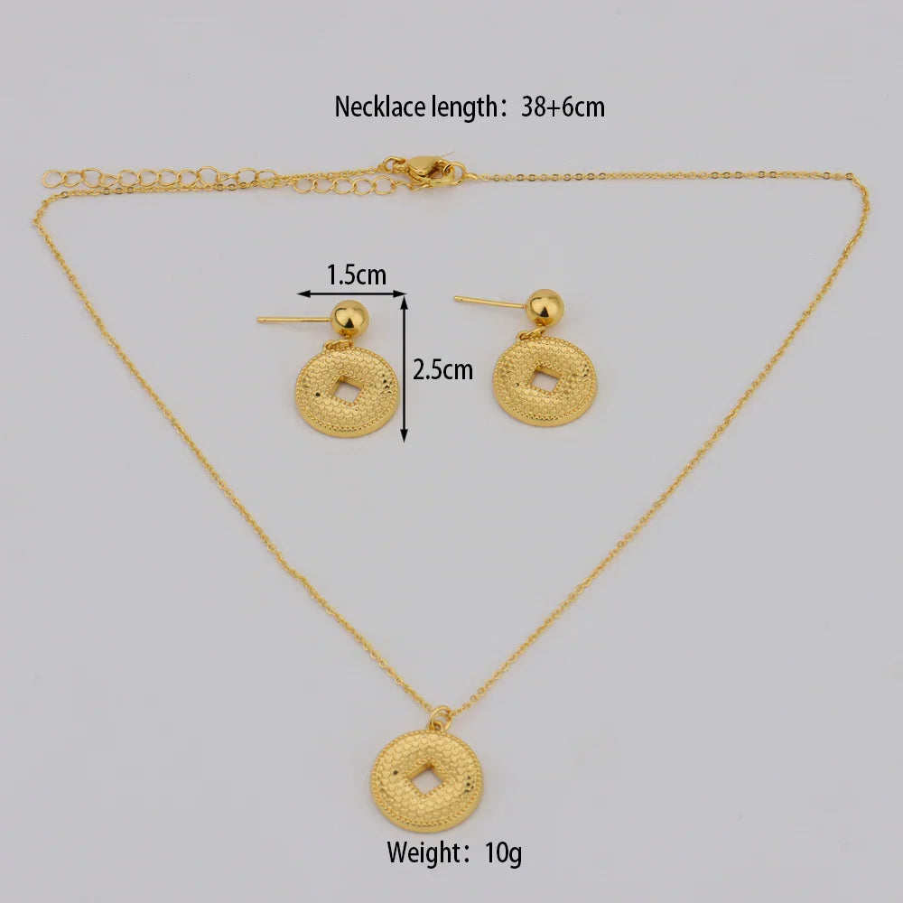 Dubai Gold Color Pendant Necklaces jewelry for Women Costume Necklace Earrings Sets Nigerian Wedding Party Gifts Vera Lux