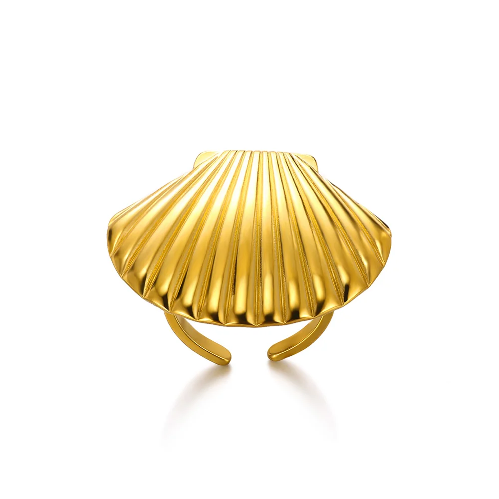 316L Stainless Steel Starfish Shell Rings for Women Gold Color Open Finger Ring Femme Trendy Summer Vacation Ocean Jewelry Gift Vera Lux