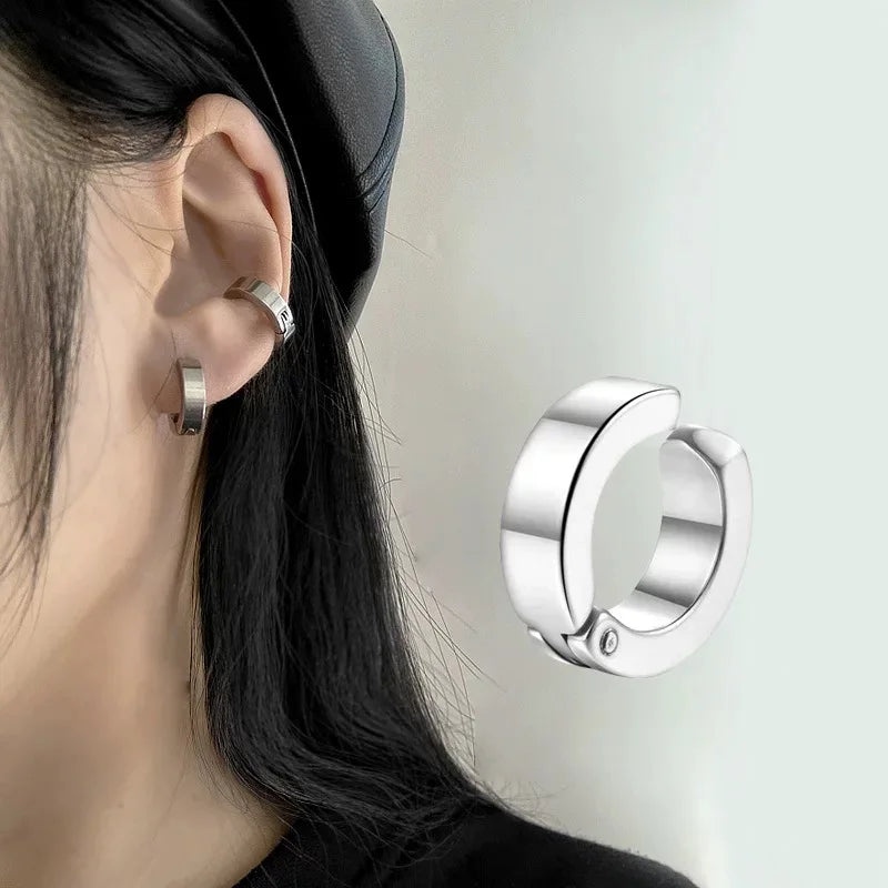ZAKOL 2pcs/set Fashion Ear Clip Non Piercing Earrings Fake Earrings for Men Circle Round Earring Punk Rock Style Jewelry Gift Vera Lux