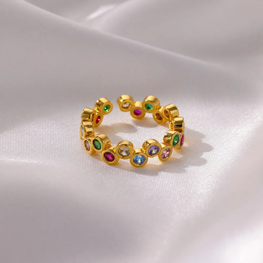Colorful Tiny Round Rings For Women Stainless Steel Gold Color Adjustable Wedding Ring Luxury Aesthetic Jewlery Couple Gift Vera Lux