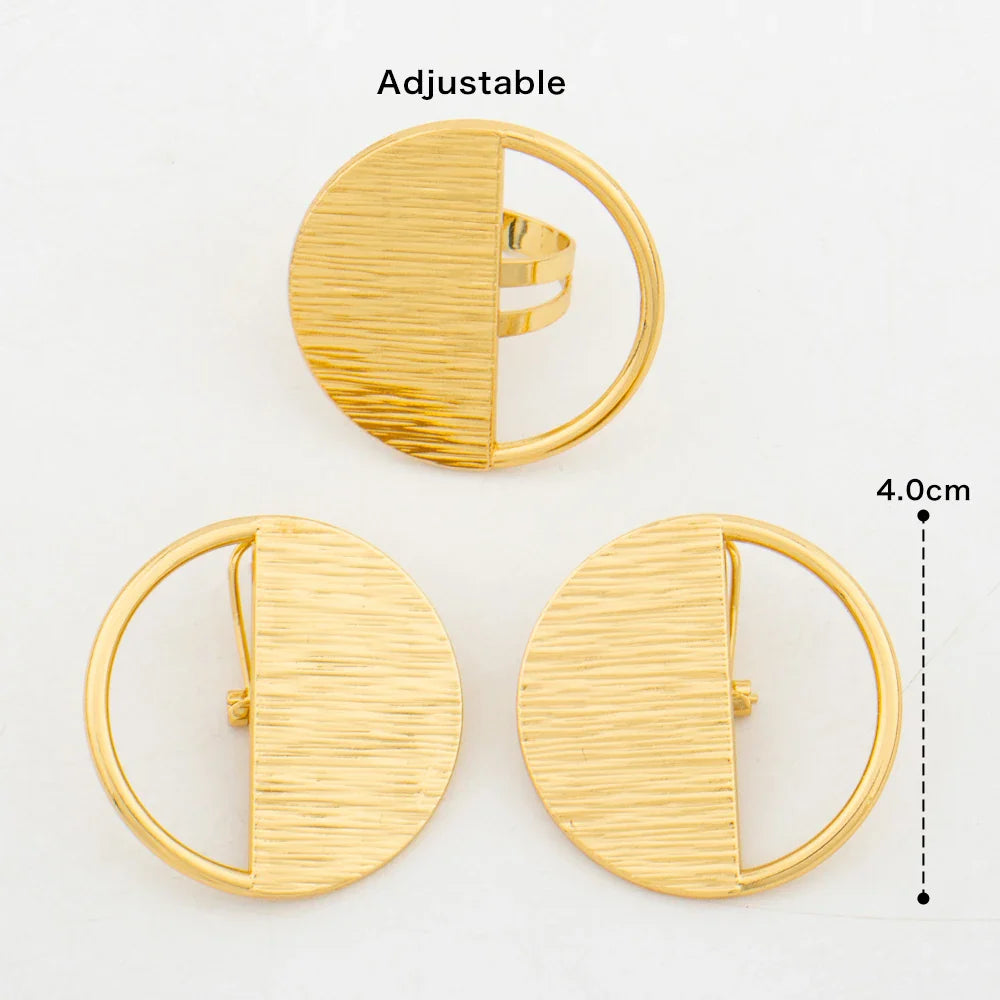 Brazilian 18k Gold Plated Jewelry Set for Women Irregular Design Clip Earrings and Adjustable Ring Jewelry Set Accessories Gifts Vera Lux