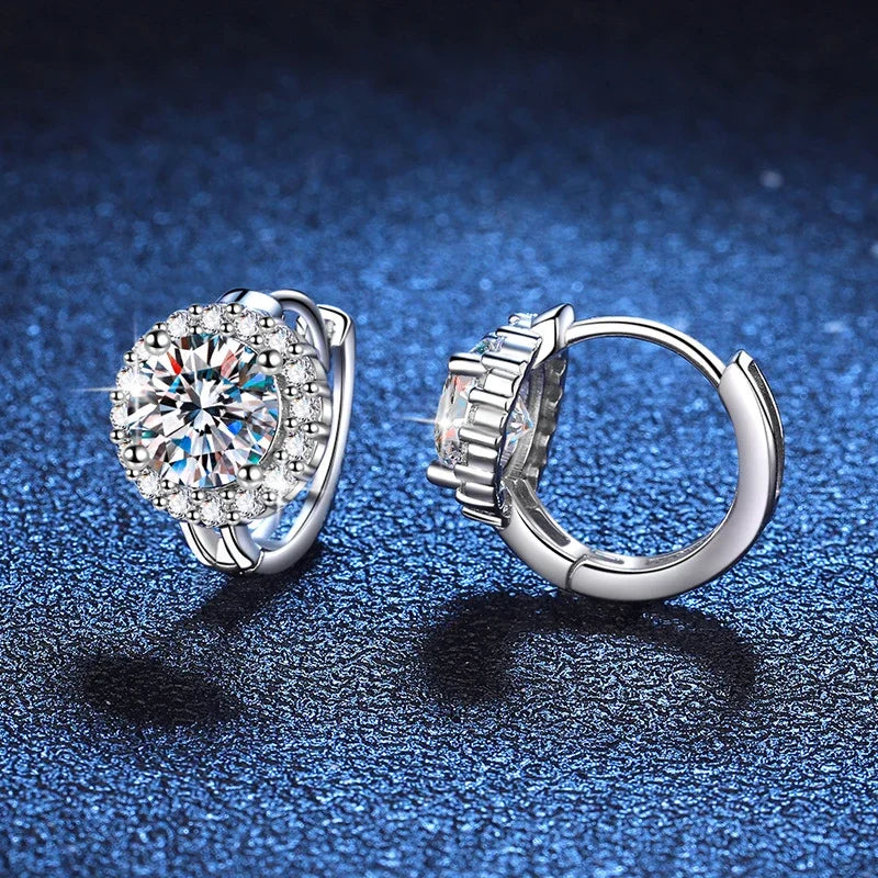 NeeTim 1ct 6.5mm Moissanite Earrings for Women S925 Sterling Silver with 18k Gold Plated Diamond Ear Studs Wedding Party Jewelry Vera Lux