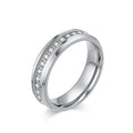 6mm Stainless Steel Groove CZ Eternity Ring Wedding Band for Women Men Size 5-10 Vera Lux