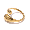 SUNIBI Double Opening Ring for Woman Golden Glossy Feather Design Ring 316 Stainless Steel Women's Fashion Jewelry Wholesale Vera Lux
