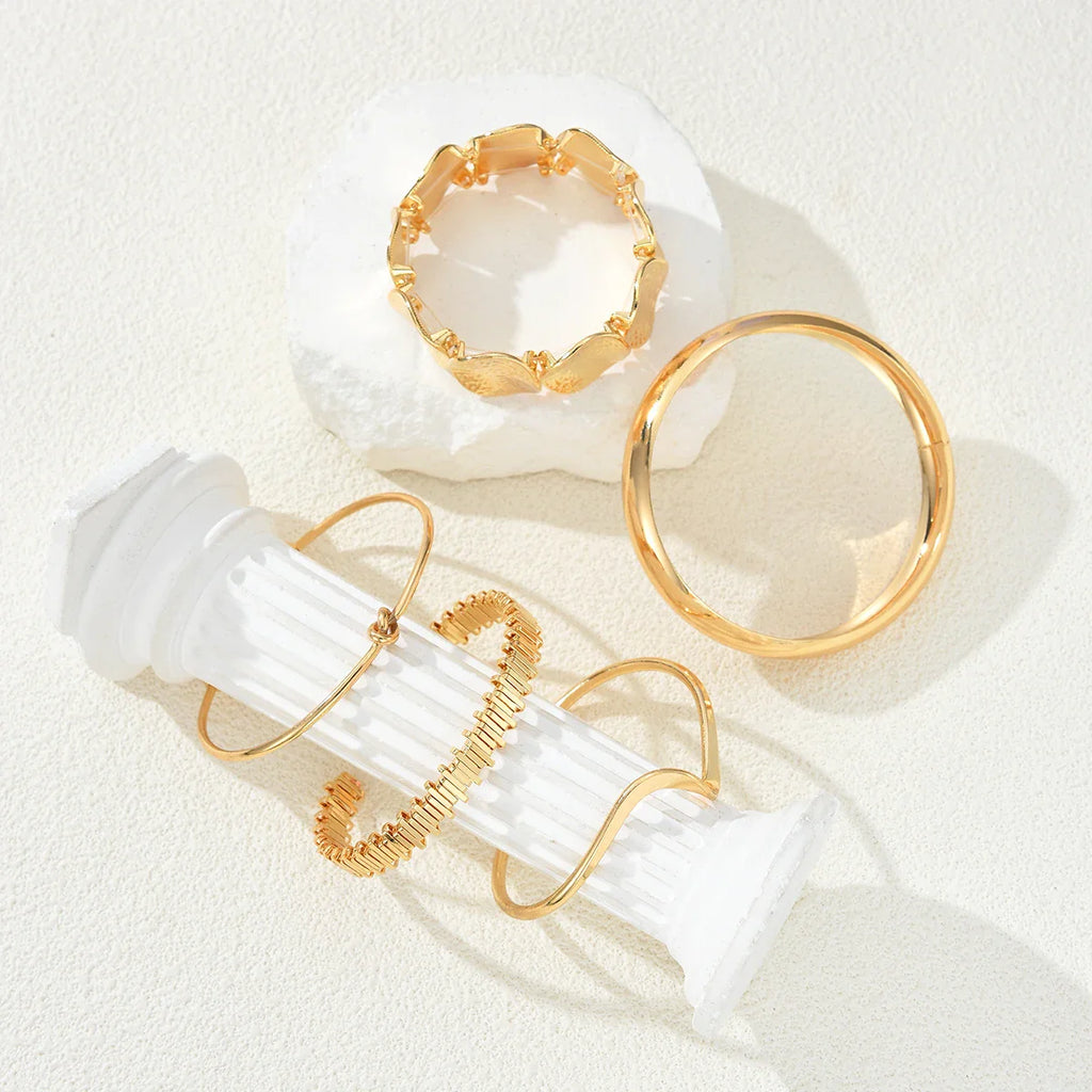 5Pcs/Set Punk Geometry Multilayer Bangles for Women Delicate Gold Color Metal Knot Cuff Bracelets Fashion Hip Hop Party Jewelry Vera Lux