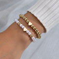 2 PSC Love Imitation Pearl Beaded Adjustable Rope Chain Valentine's Day Jewelry Gift Couple Bracelet Vera Lux