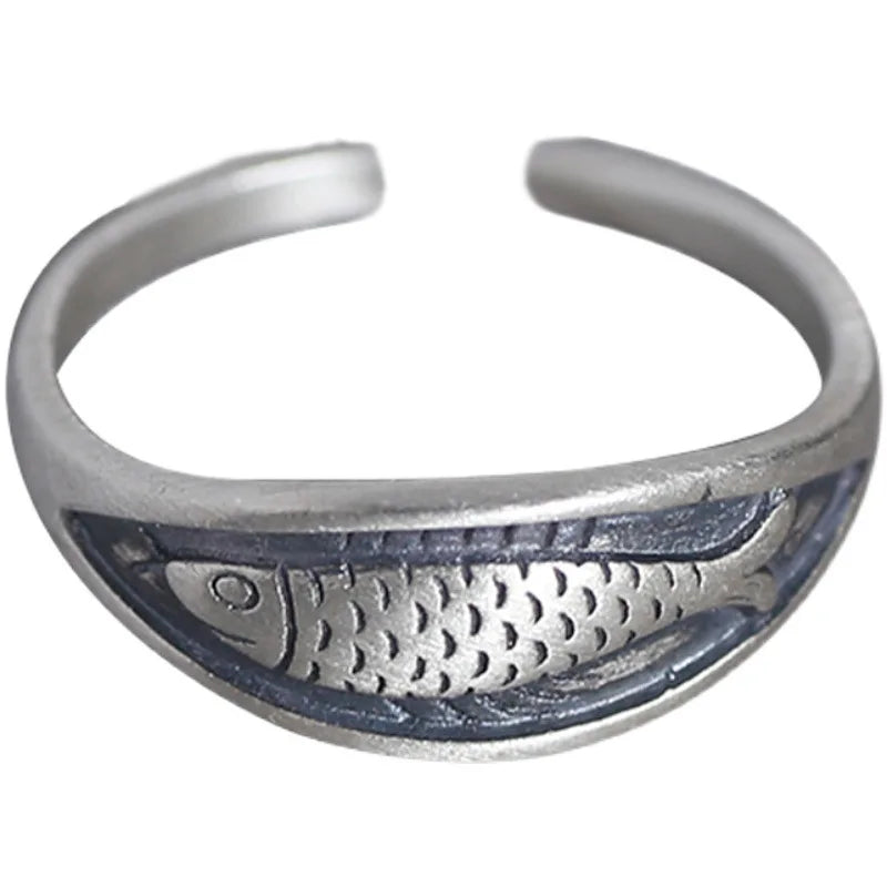 New in 925 Sterling Silver Fish Adjustable Rings For Women Engagement Ladies Rings Jewelry Gifts Female Jewellery Argent 925 Vera Lux
