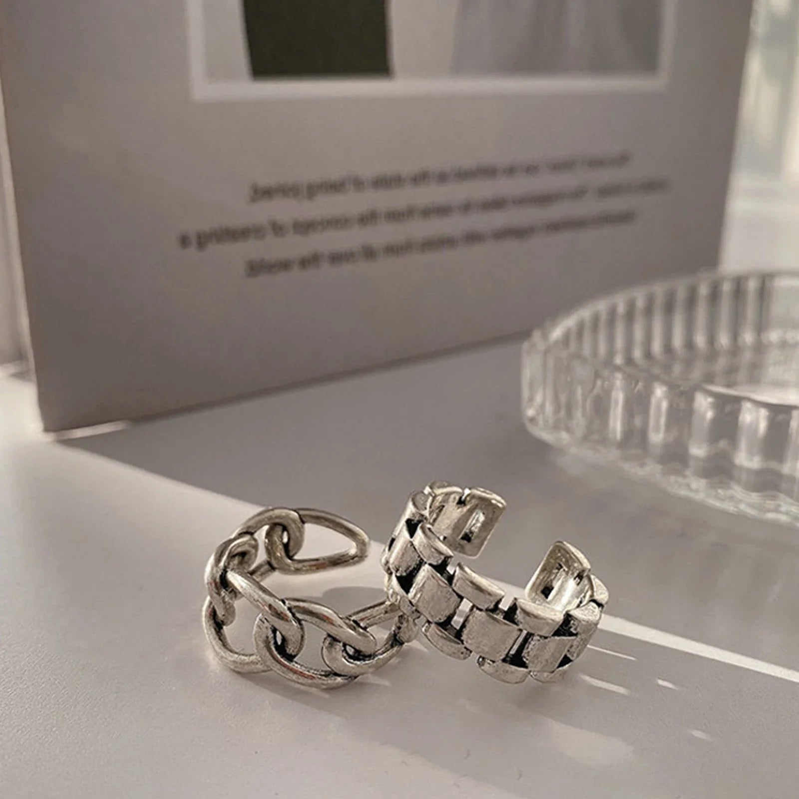 925 Sterling Silver Finger Rings New Fashion Creative Cross Hollow Chain Geometric Party Jewelry Gifts Vera Lux