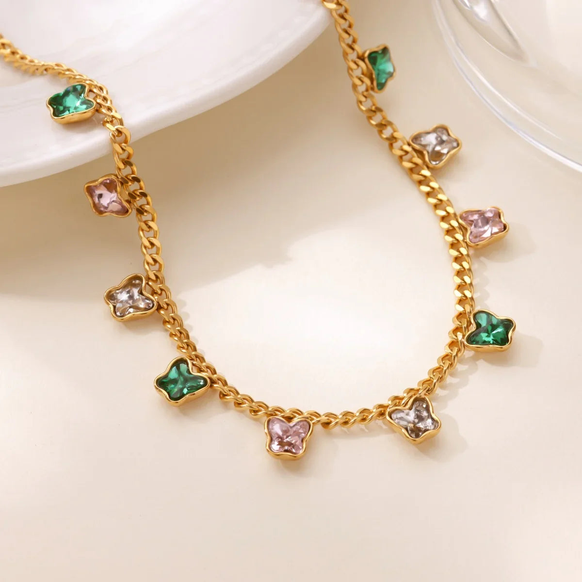 Luxury Zircon Butterfly Pendant Necklaces For Women Stainless Steel Gold Color Chain Collar Necklace 2025 New Wedding Jewelry Vera Lux