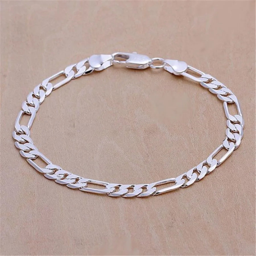 925 Sterling Silver Exquisite Solid Chain Bracelet Fashion Charm Women Men Solid Wedding Cute Simple Models Jewelry Vera Lux