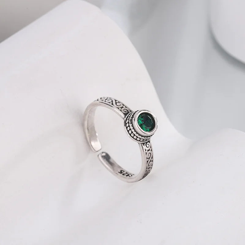 925 Sterling Silver Green Zircon Rings For Women Wedding Engagement Female Vintage Luxury Jewelry Accessories Jewellery Vera Lux