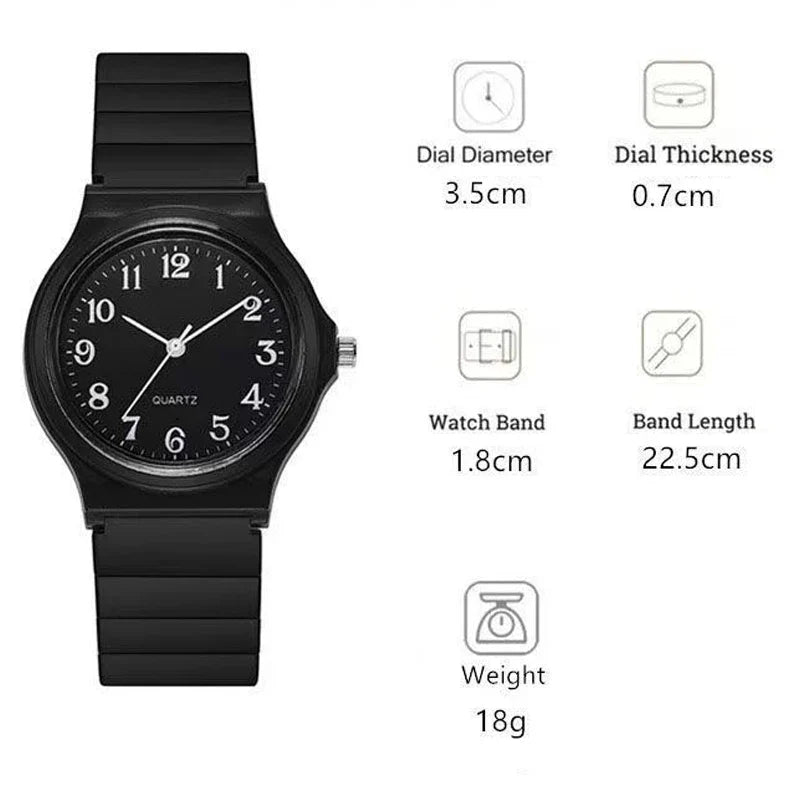 Exam Watch Silicone Strap Simple Women Watch Student Ladies Quartz Wristwatch Waterproof Round Small Dial for Women Vera Lux
