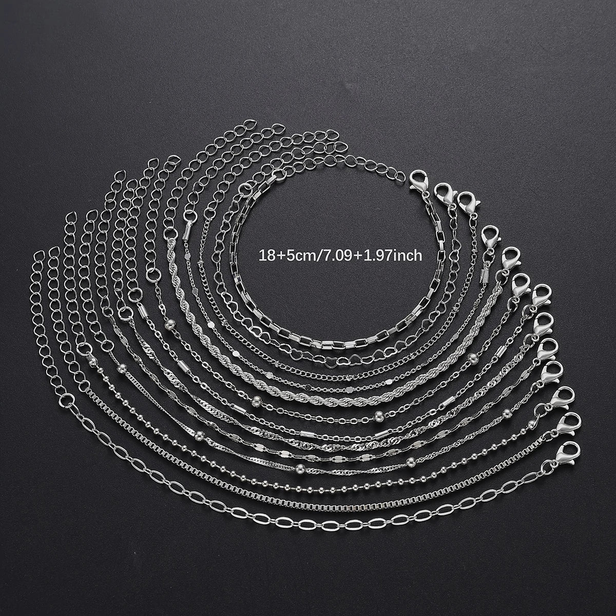 13Pcs/Set Stainless Steel Bracelet for Women, Silver Gold Color Multi Style Combination Chain, Waterproof Exquisite Jewelry Gift Vera Lux