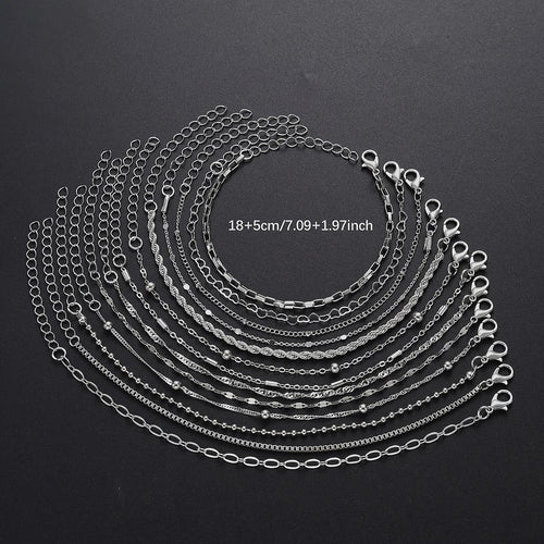 13Pcs/Set Stainless Steel Bracelet for Women, Silver Gold Color Multi Style Combination Chain, Waterproof Exquisite Jewelry Gift Vera Lux
