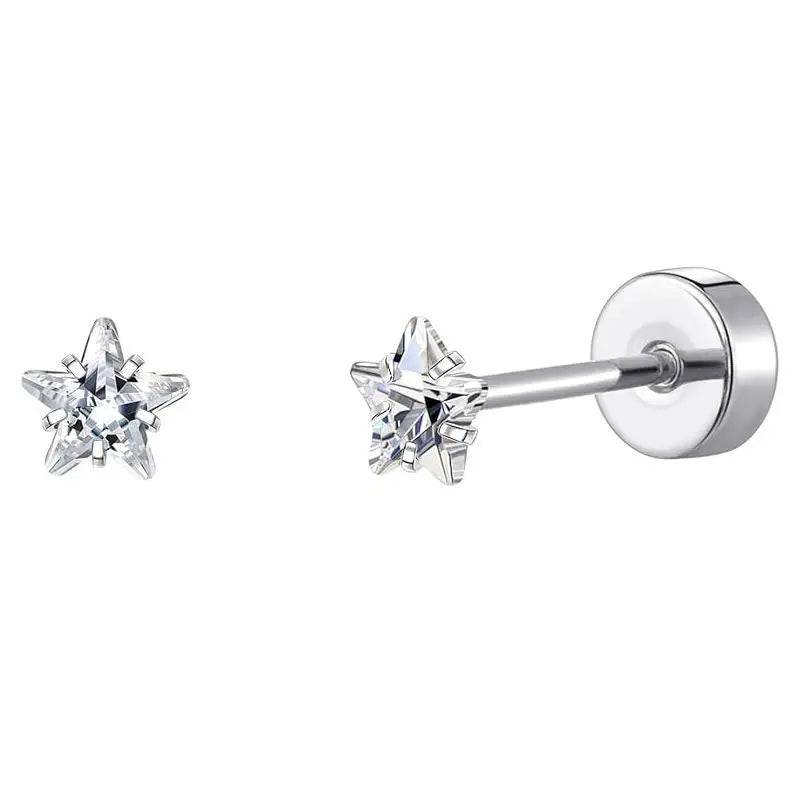 2PCS/Set Stainless Steel Heart Moon Earbone Stud Screw Ball Stud Earrings for Women Fashion Ear Tragus Cartilage Body Piercing Vera Lux