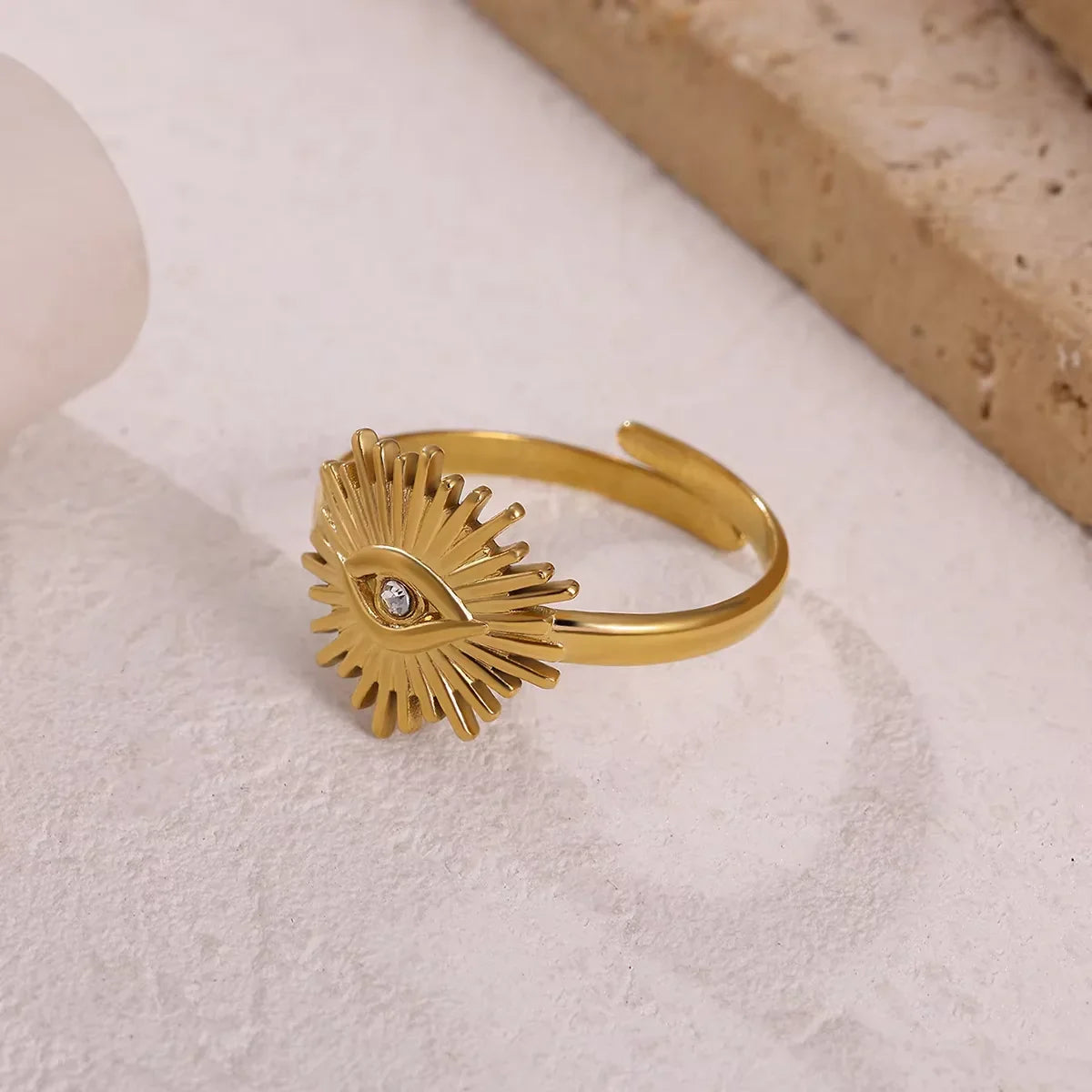 Stainless Steel Tiny Zircon Rings For Women Exquisite Gold Color Sun Double-Layer Ring Punk Hip-Hop Accessory Bague Jewelry Gift Vera Lux