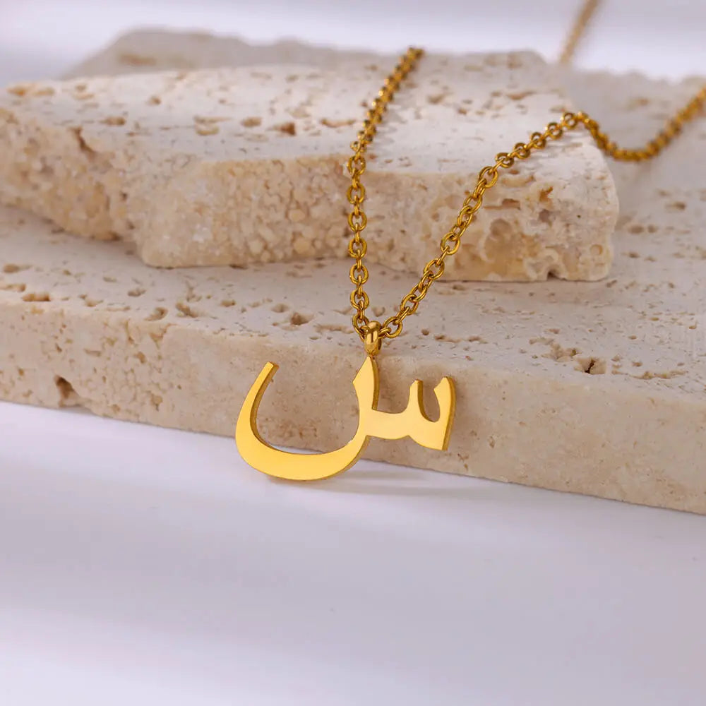 Arabic Letter Name Necklaces For Women Stainless Steel Alphabet Pendant Chain Choker Collar Femme Wedding Aesthetic Jewelry Bff Vera Lux