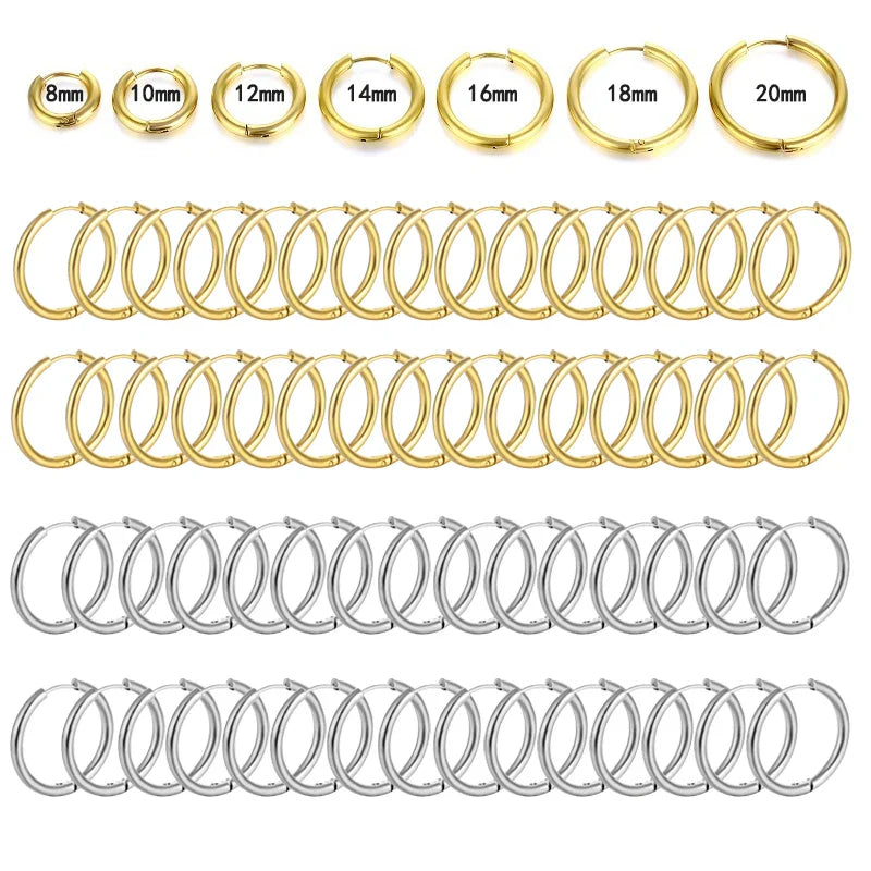 10/20Pcs Minimalist 316L Stainless Steel Small Hoop Earrings For Women Man Classic Round Earrings Fashion Ear Piercing Jewelry Vera Lux
