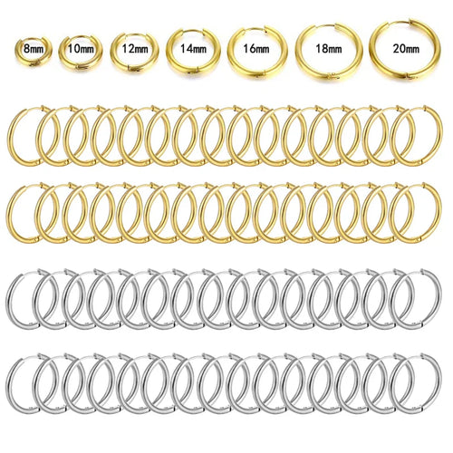 10/20Pcs Minimalist 316L Stainless Steel Small Hoop Earrings For Women Man Classic Round Earrings Fashion Ear Piercing Jewelry Vera Lux