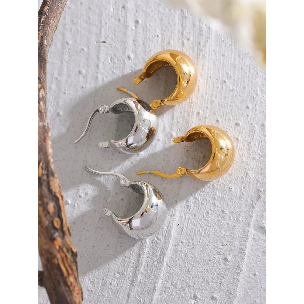 Yhpup Charm Stainless Steel Chunky Geometric Unusual Earrings Personalized Metal Rust Proof 18K Gold Color Jewelry Bijoux Femme Vera Lux