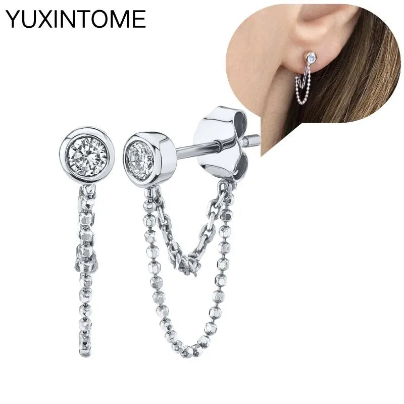 925 Sterling Silver Ear Needle Fashion Hoop Earrings White Crystal Luxury Women's Silver Earrings Wedding Women's Jewelry Gift Vera Lux