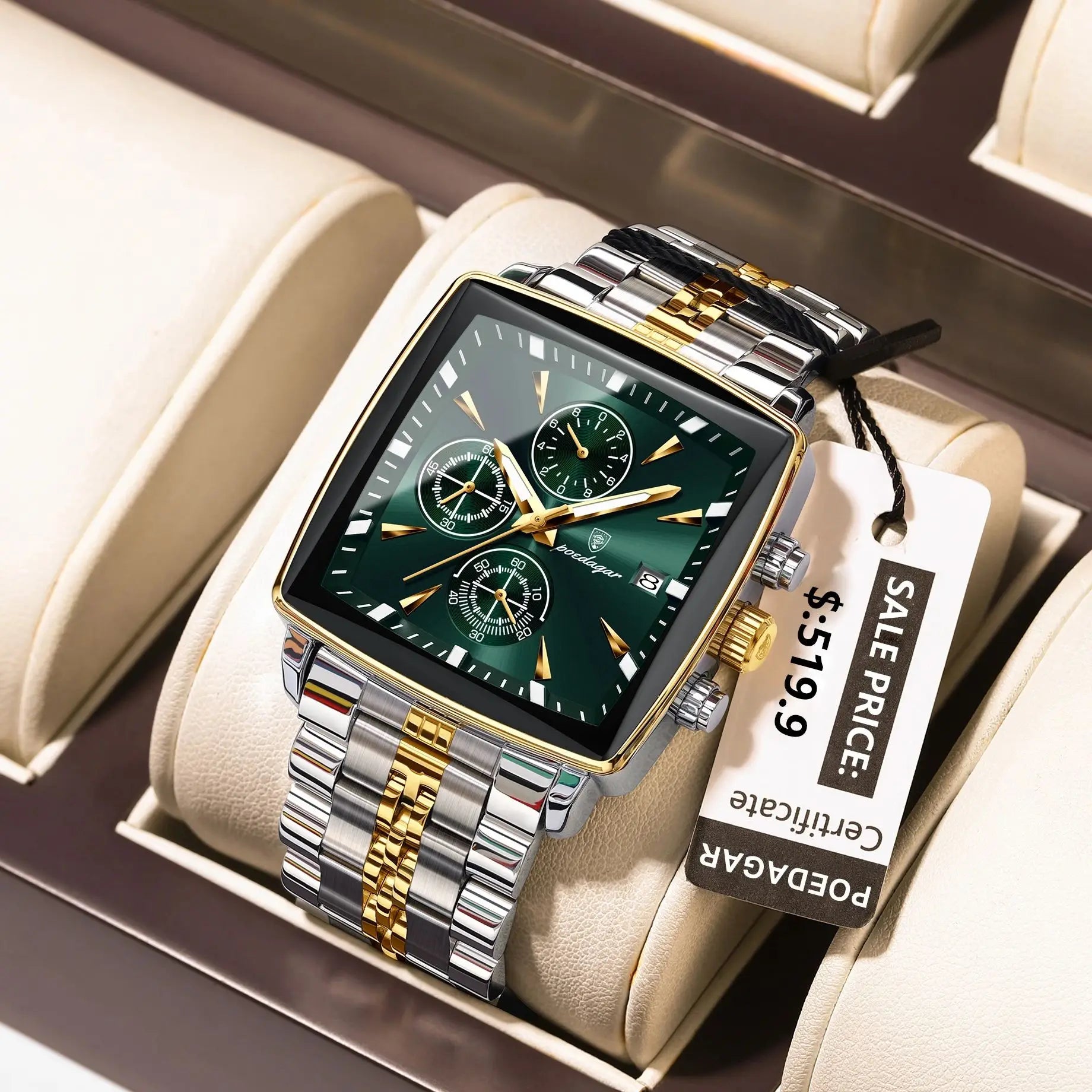 POEDAGAR Top Luxury Male Wristwatch Waterproof Luminous Stainless Steel Men Watch Chronograph Date Business Quartz Men's Watches Vera Lux